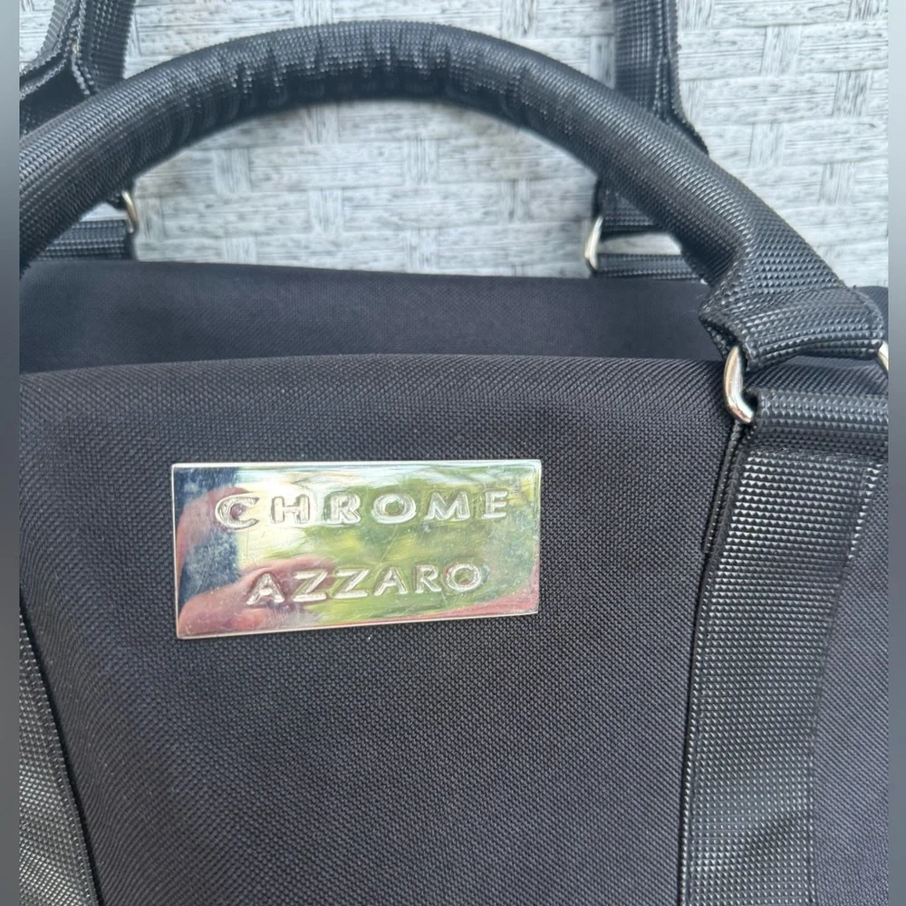 Chrome Azzaro Black Travel Duffel Bag, 2 Shirt Handles & Shoulder Strap, 20x15x7